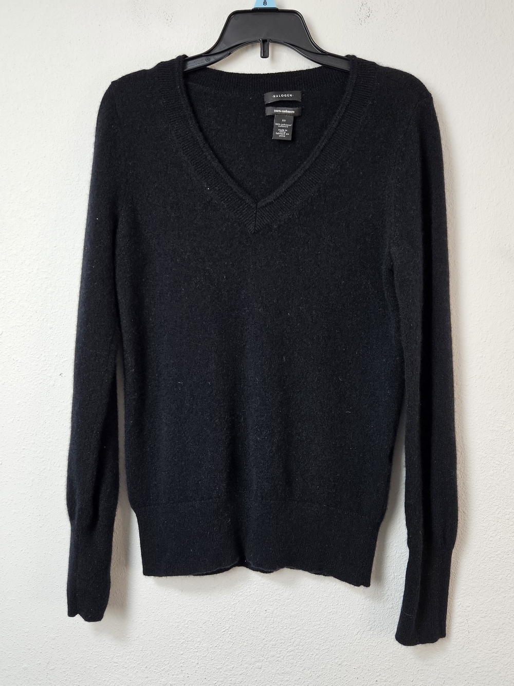 Halogen Women's Black V-Neck Cashmere Sweater Size XS
